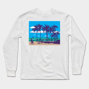 Waikiki Beach in Honolulu Hawaii WPA Poster Art Long Sleeve T-Shirt